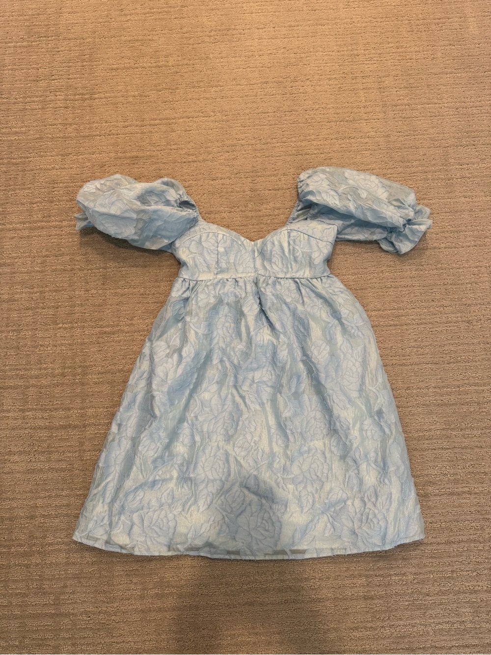 Allison & Kelly Puff-Sleeve Light Blue Mini Dress